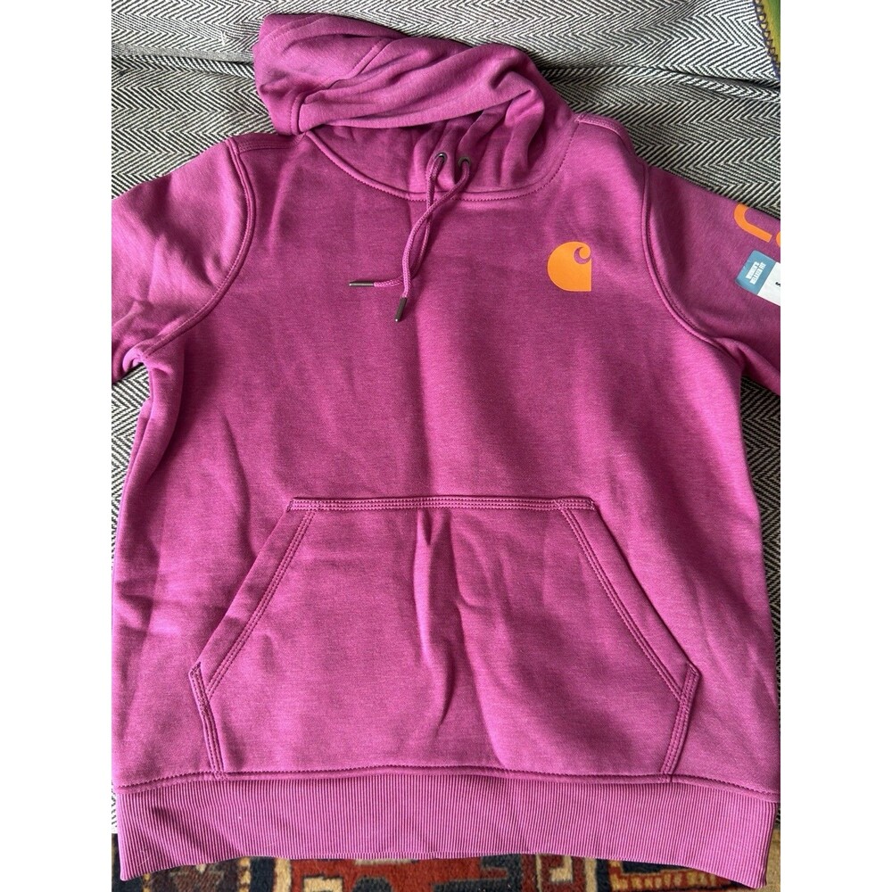 Carhartt Women's Midweight Pink Relaxed Fit Logo Graphic Hoodie Sweatshirt Sz Sm - Picture 2 of 8